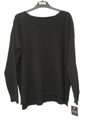 Jersey Punto Oversize Negro Cuello Barco