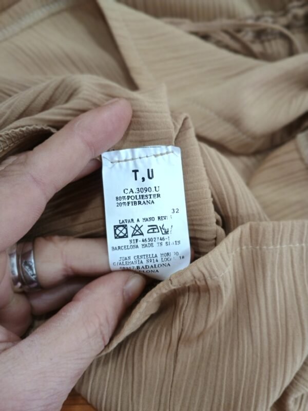 Top kaki fruncido con manga larga – Talla única