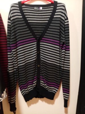 Chaqueta de punto rayas negro blanco y rosa sport streetwear talla M