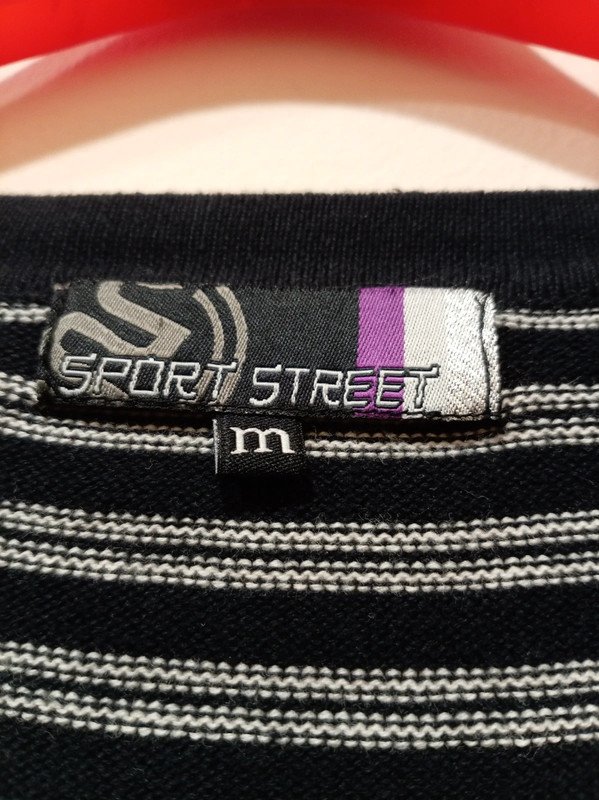 Chaqueta de punto rayas negro blanco y rosa sport streetwear talla M