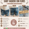 8cfad42fd37e496ec131223443cfc0c4c097ed5d94b05969562414fceb6865a6 Short vaquero con flores margaritas denim talla 40 verano