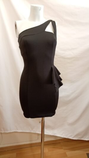 Vestido negro asimétrico S – elegante y ajustado, efecto sexy