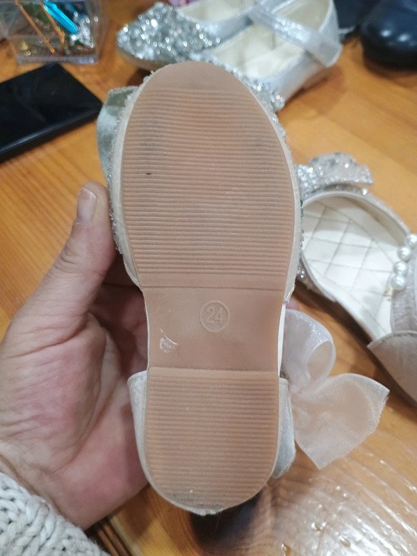 Zapatos niña Meng Ke Xuan brillo y perlas – talla 24 – cerem