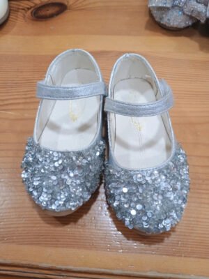 Zapatos niña plateados con brillo – talla 24 – ceremonia / fiesta