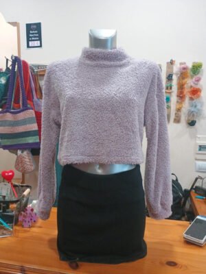 Precioso Jersey corto peluche SHEIN lila empolvado – Talla S – Súper suave 💜