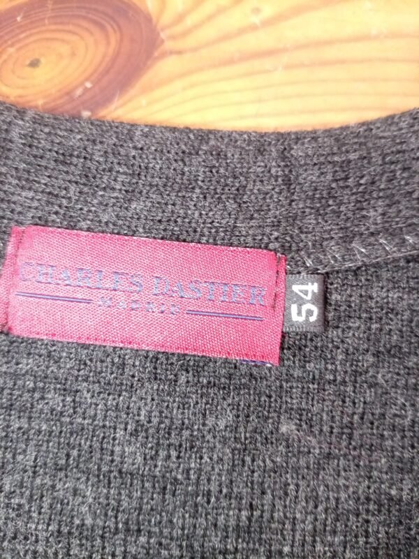 chaleco lana merino gris oscuro vintage talla L