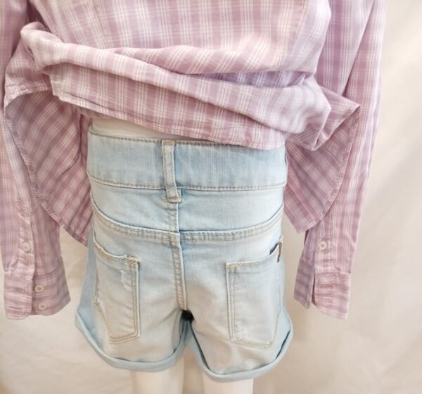 conjunto niña camisa cuadros rosa + short vaquero talla 7 años