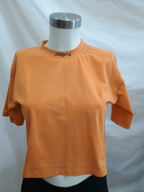 Camiseta crop naranja ZARA S/M – “Angels” espalda