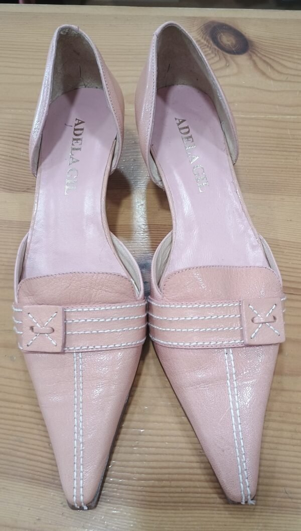 zapatos tacón piel rosa adela gil talla 38 made in spain
