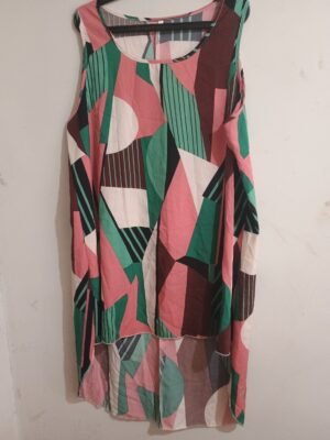 Vestido multicolor con estampado geométrico – talla XL
