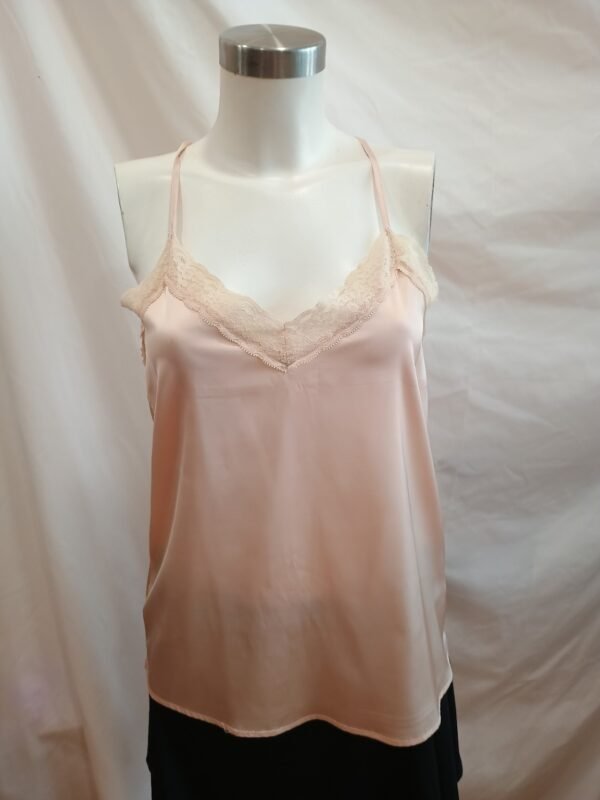 top lencero rosa palo encaje espalda majaolica talla S