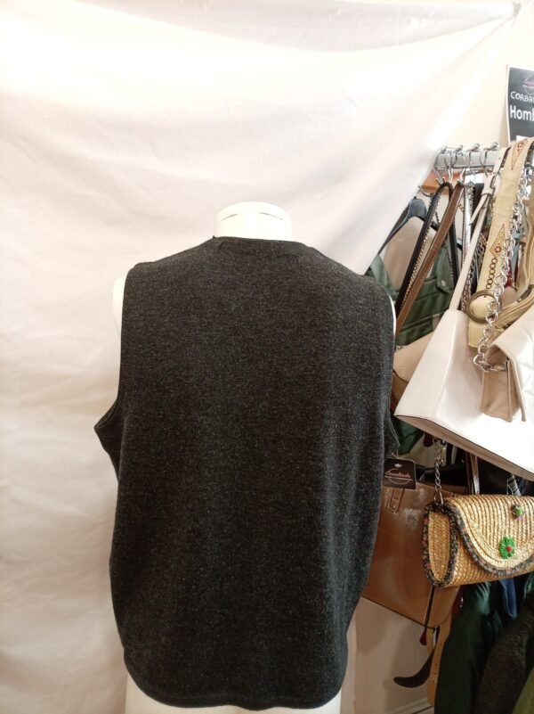 chaleco lana merino gris oscuro vintage talla L