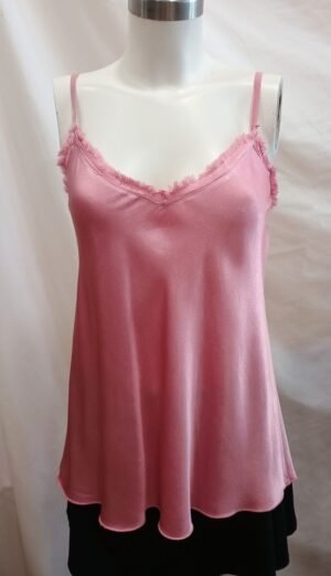 top lencero rosa satinado tirantes finos made in italy