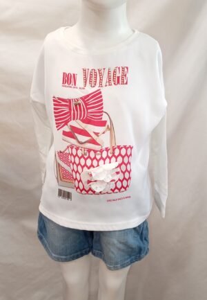 short vaquero Mayoral + camiseta blanca estampada niña 7-8 años