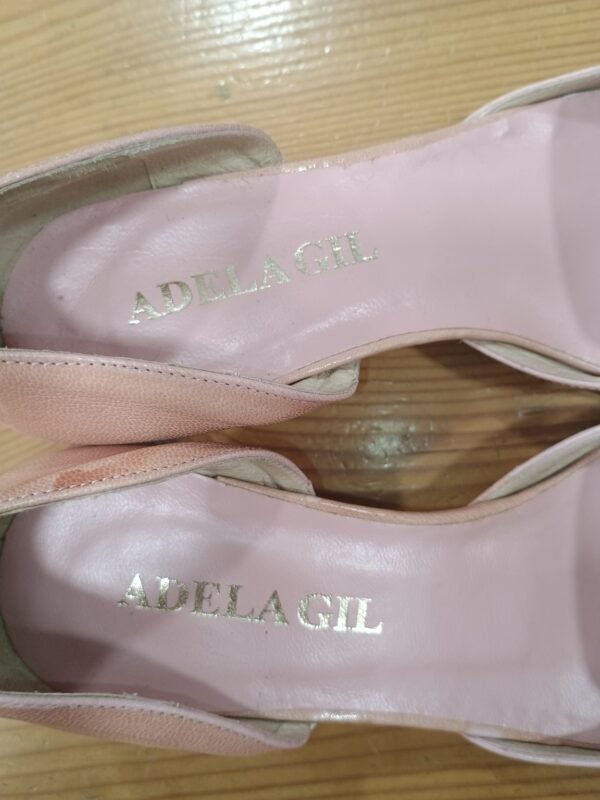 zapatos tacón piel rosa adela gil talla 38 made in spain