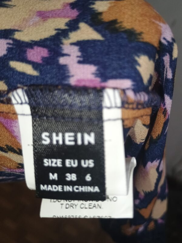 Vestido midi estampado boho con encaje negro SHEIN – talla M