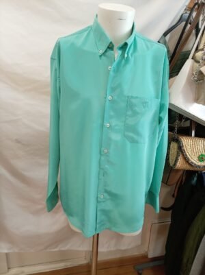 camisa vintage verde menta fluida talla L