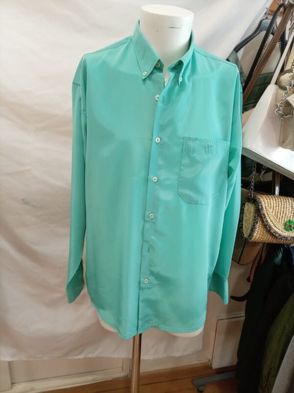 camisa vintage verde menta fluida talla L