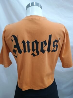 Camiseta crop naranja ZARA S/M – “Angels” espalda