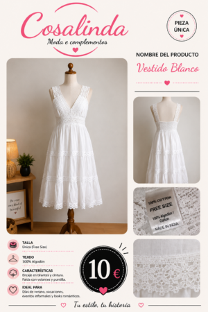 file_000000001e1071f4a3b3f57ccd6fb8e4 Vestido blanco boho con encaje Talla única