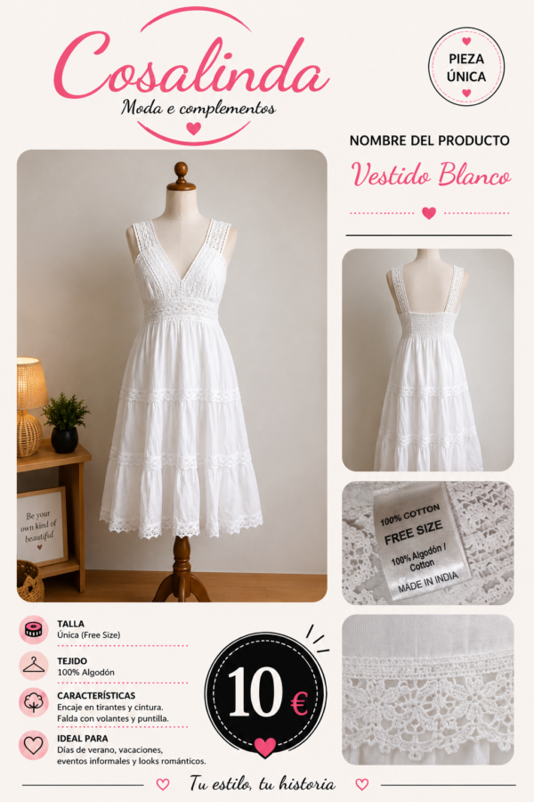 file_000000001e1071f4a3b3f57ccd6fb8e4 Vestido blanco boho con encaje Talla única