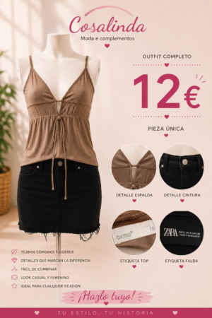 file_0000000040c47246a8df4acbc6bd4592 Conjunto top beige y falda mini negra Zara