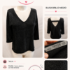✨ Camiseta brillante negra INSIDE | Escote en V y espalda abierta | Talla M