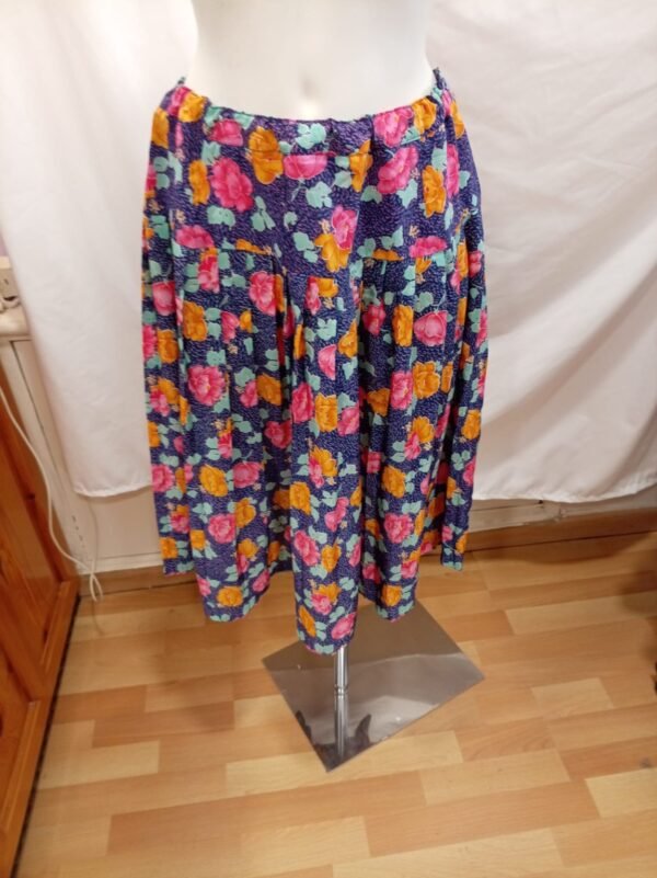 Falda floral mujer vintage | Talla 44 | Cintura elástica echa a mano