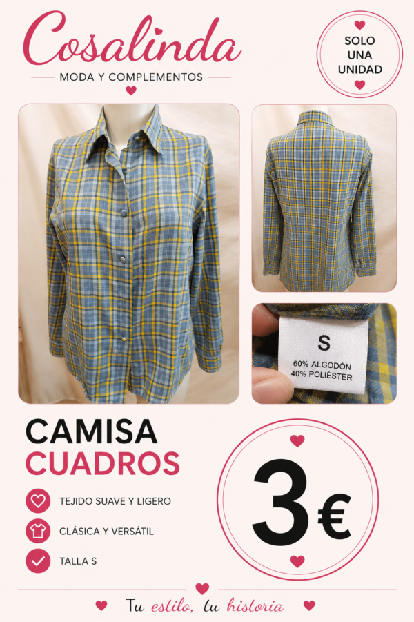 Camisa de cuadros azul y amarilla | Talla S