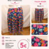 Falda floral mujer vintage | Talla 44 | Cintura elástica echa a mano
