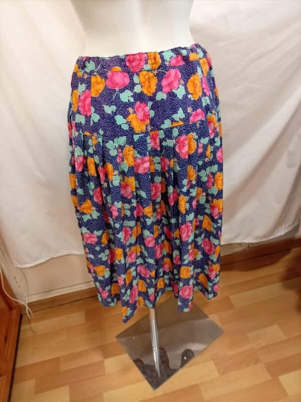 Falda floral mujer vintage | Talla 44 | Cintura elástica echa a mano